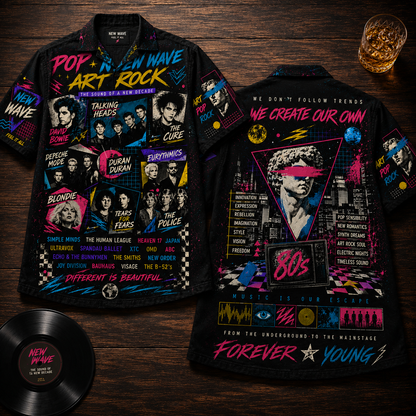 New Wave Art Rock Hawaiian Shirt - Unisex Casual Forever Young Button Up
