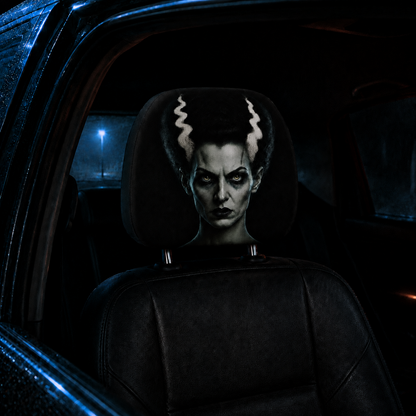 Frankenstein & Bride of Frankenstein Car Headrest Cover Set – Horror Couple Halloween Auto Decor