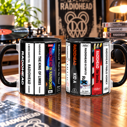 Radiohead Cassette Tape Mug, Alternative Rock Coffee Cup, Retro Album Collection Mug, 90s Music Fan Gift