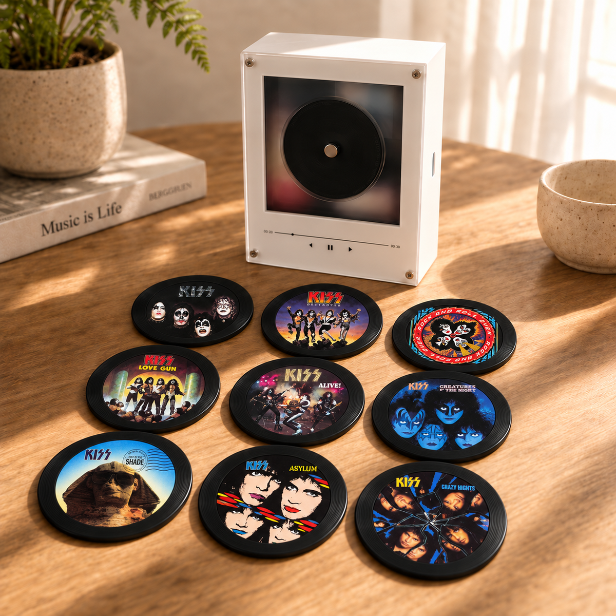 KISS MagTune Mini CD Player Decor Set – Hard Rock Album Art Display, Heavy Metal & Rock Fan Gift
