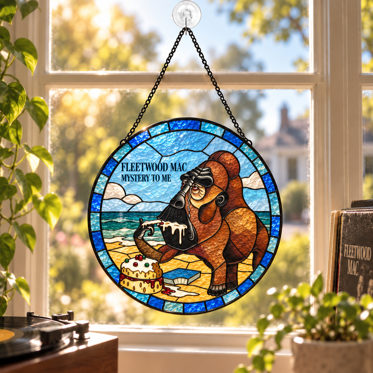 Fleetwood Mac Iconic Album Art Stained Glass Sun Catcher –70s Rock Window Hanging Gift for Fans
