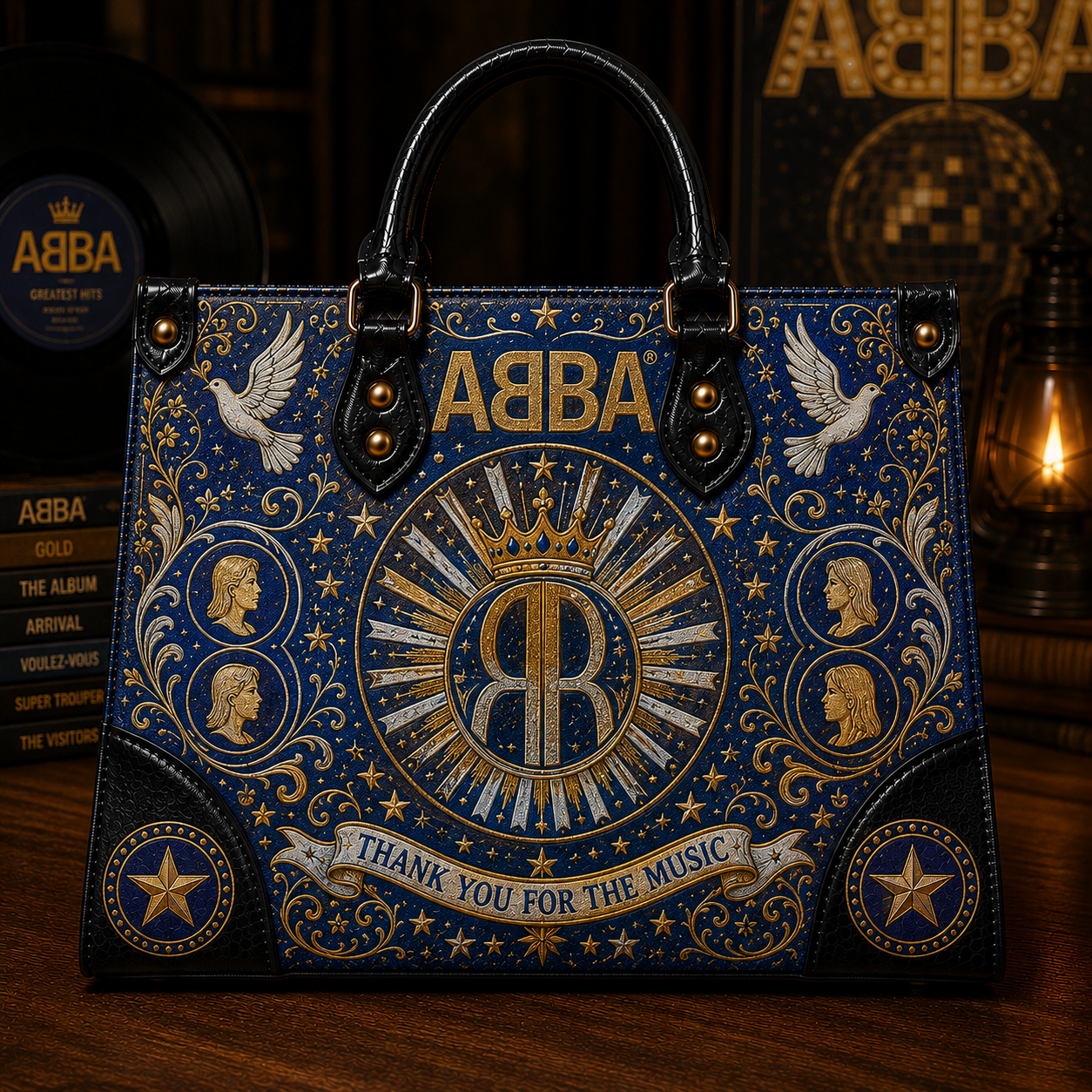 ABBA Handbag Tote Bag & Wallet Set, Vintage Music Lover Purse Set, Retro Pop Band Leather Bag, Matching Wallet Gift for ABBA Fans