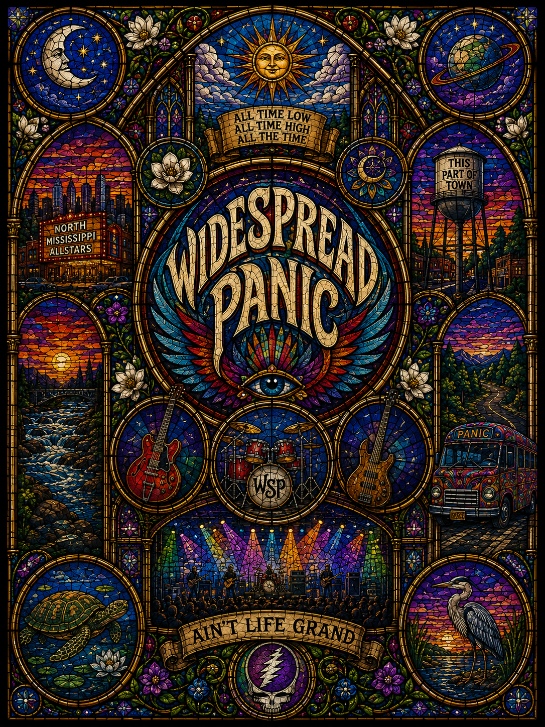 Widespread Panic Sherpa Blanket – Ain't Life Grand Stained Glass Blanket