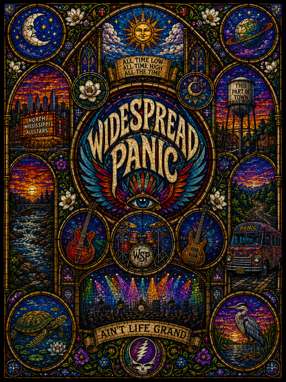 Widespread Panic Sherpa Blanket – Ain't Life Grand Stained Glass Blanket