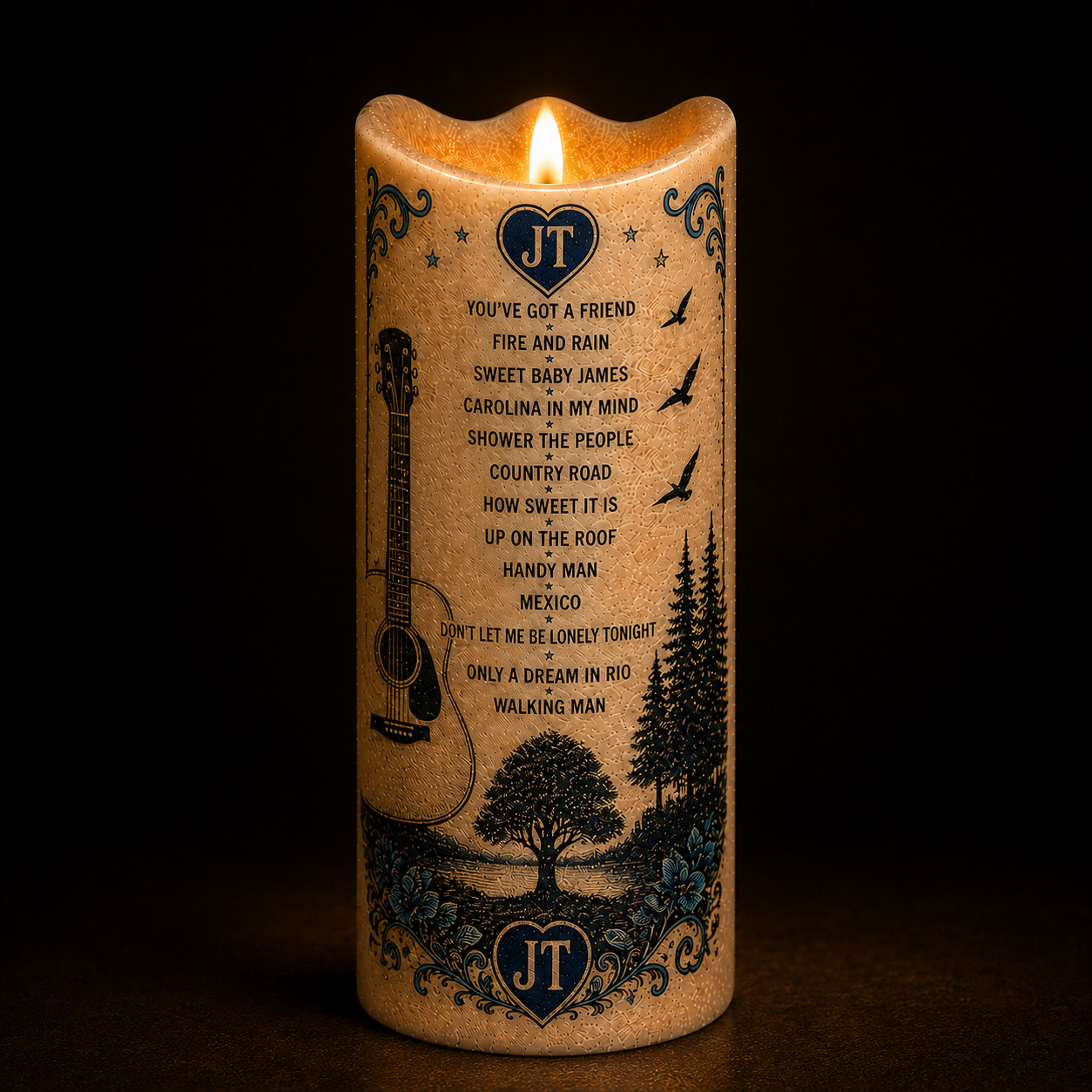 James Taylor Flameless LED Candle, Sweet Baby James Music Candle, Folk Rock Fan Gift, Battery Operated LED Home Decor