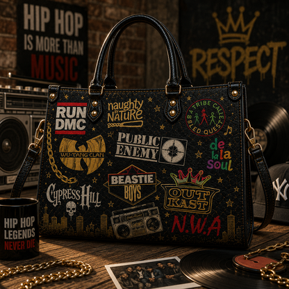 Hip Hop Legends Faux Leather Handbag – Vintage 90s Rap Lover Shoulder Tote Bag