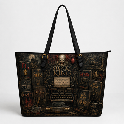 Stephen King Horror Books Gothic Tote Bag – IT Pennywise Dark Tower The Shining Literary Shoulder Handbag, Horror Fan Gift