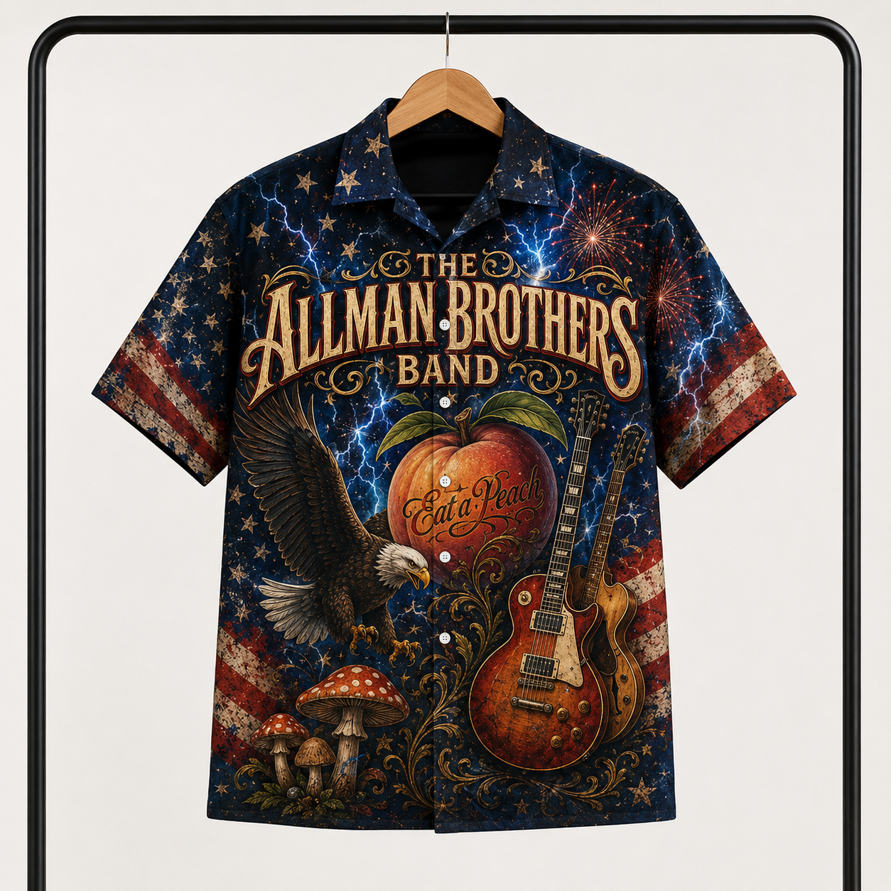 The Allman Brothers Band Hawaiian Shirt - Patriotic Rock Band Aloha Shirt - Classic Southern Rock Fan Gift