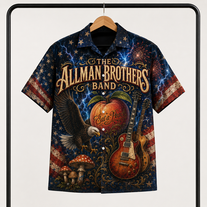 The Allman Brothers Band Hawaiian Shirt - Patriotic Rock Band Aloha Shirt - Classic Southern Rock Fan Gift