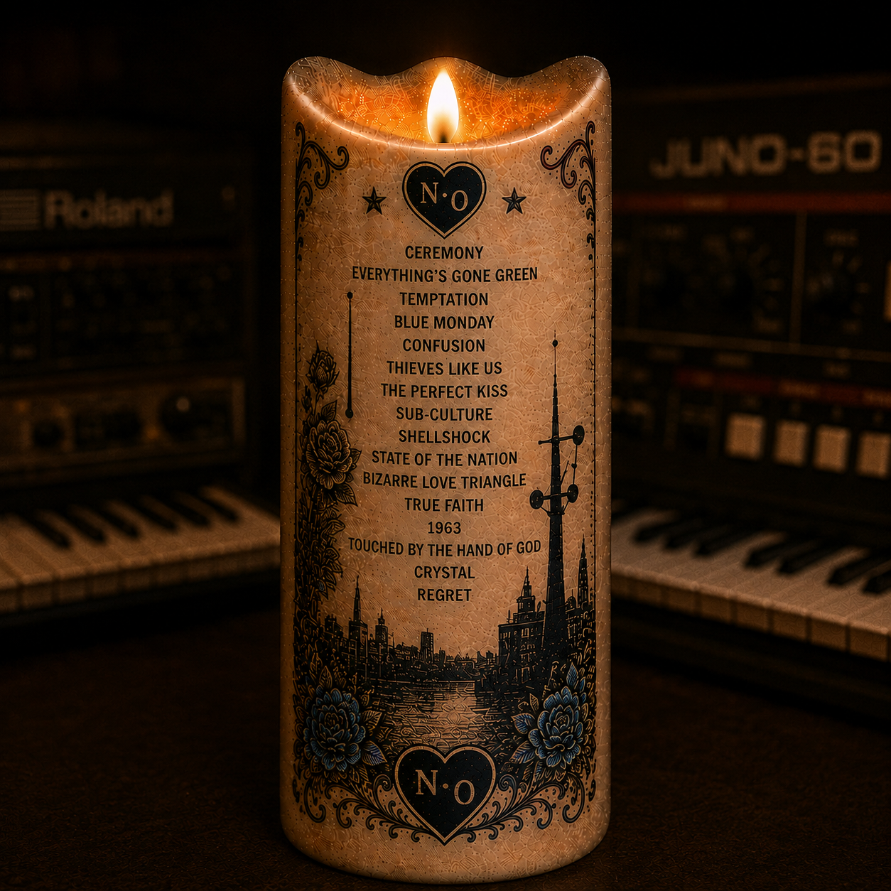 New Order LED Candle, Blue Monday Flameless Candle, New Wave Music Gift, 80s Synthpop Fan Gift, Retro Music Room Decor