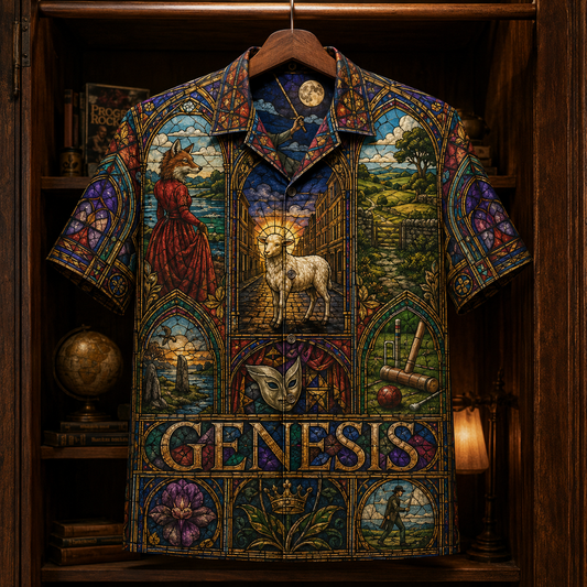 Genesis Hawaiian Shirt - Stained Glass Progressive Rock AOP Button-Up Shirt
