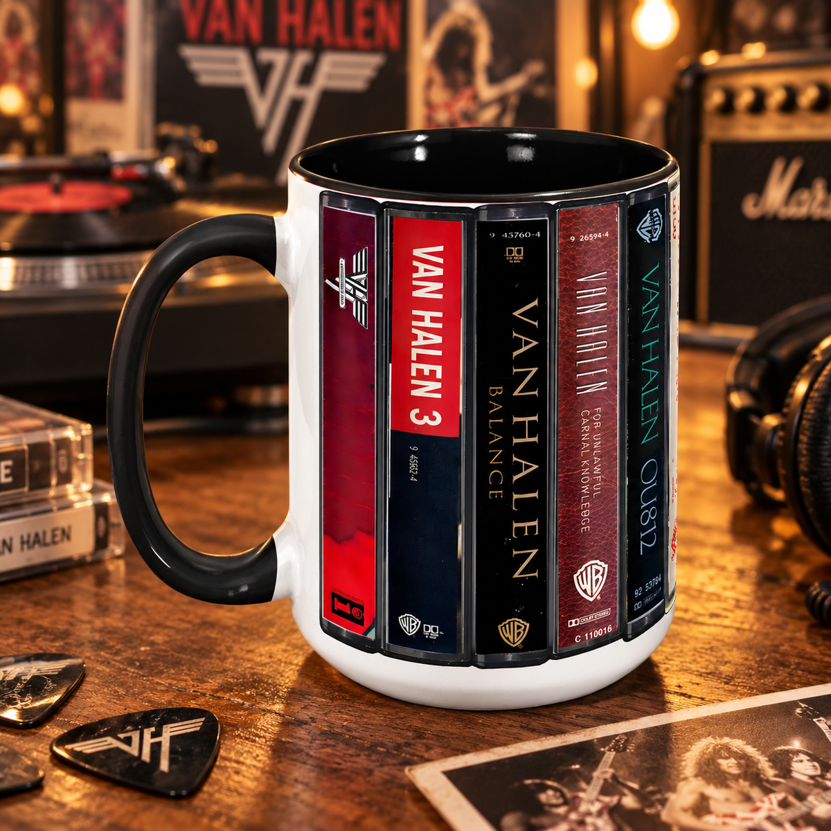 Van Halen Mug, Retro Cassette Tape Coffee Cup, Classic Rock Album Collection Mug, 80s Rock Music Fan Gift