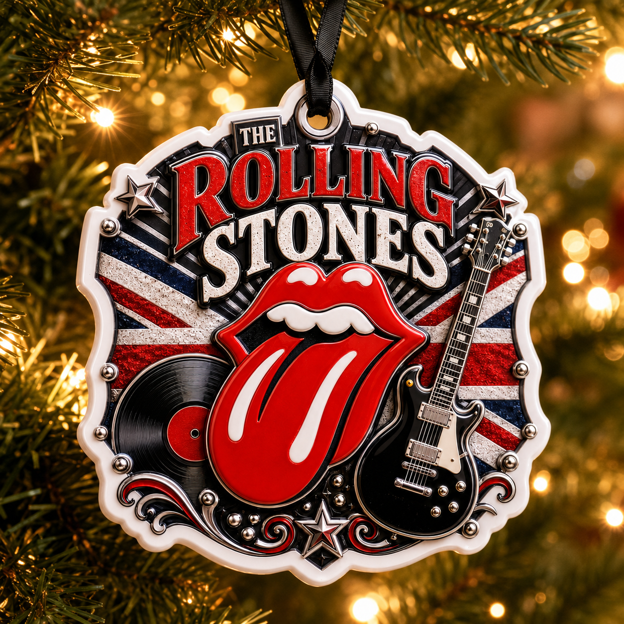 The Rolling Stones High-Definition 3D Print Ornament – Classic Rock Holiday Gift for Fans