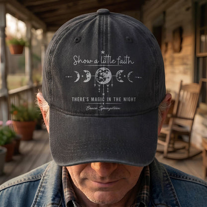Bruce Springsteen Show a little faith, there's magic in the night Denim Cap – Retro Rock Music Fan Cap (With Box)