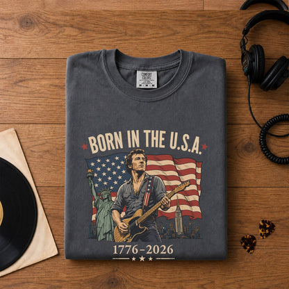 Bruce Springsteen Born In The USA 4th of July Patriotic Graphic T-Shirt – Retro Rock Music Fan Merch Tee