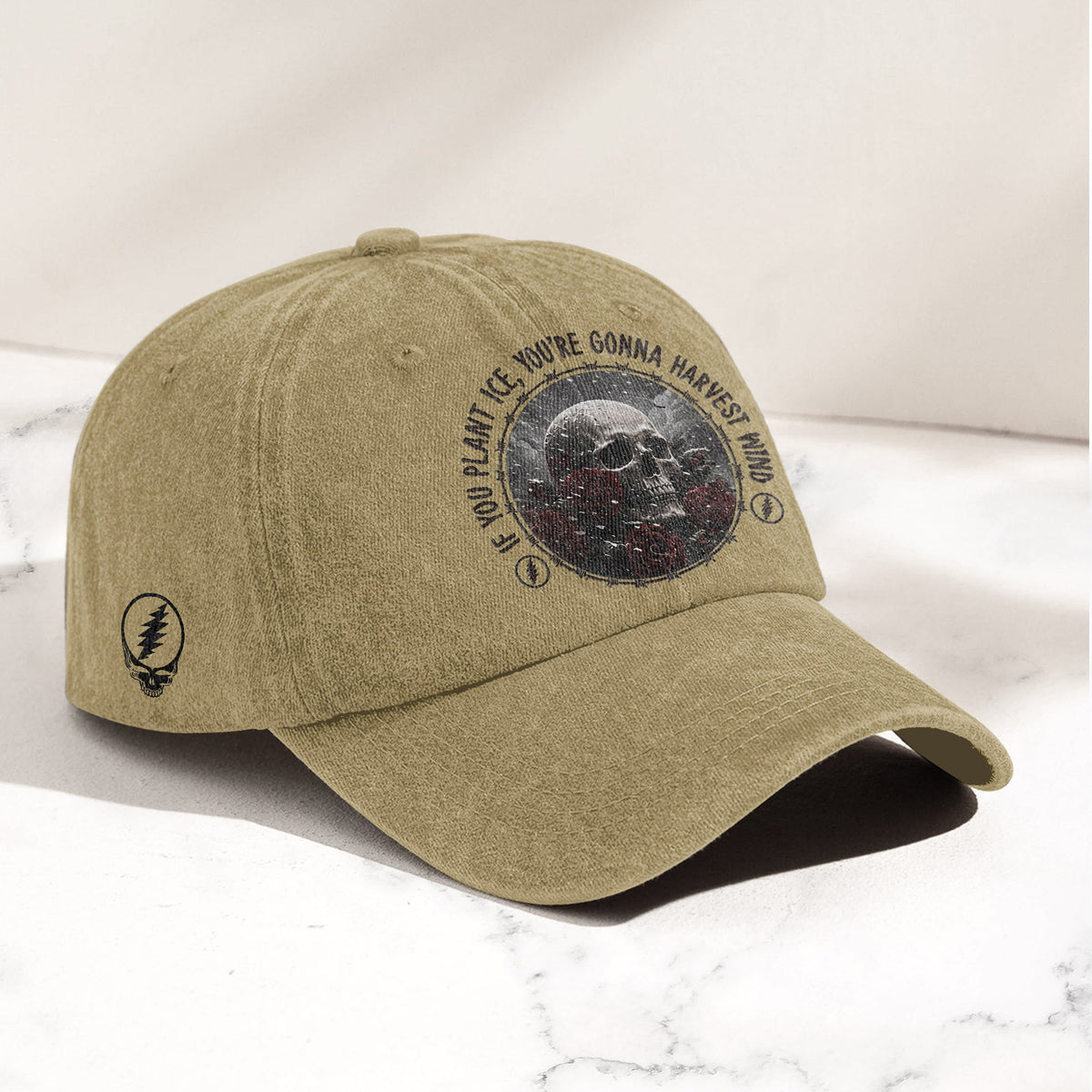 Grateful Dead Skull Franklin's Tower Lyrics Vintage Denim Cap – Retro Dad Cap (With Box)
