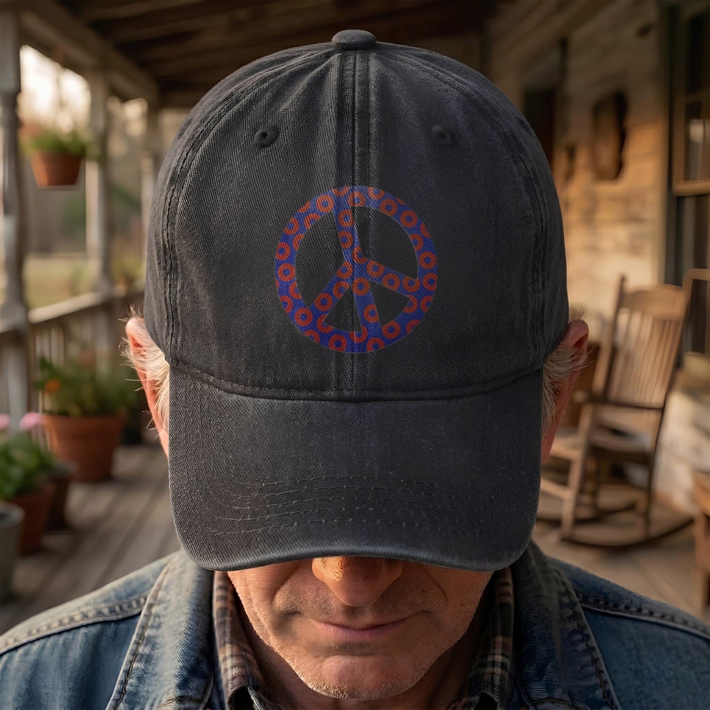 Phish Donut Peace Sign Denim Cap – Retro Music Phish Cap Gift For Dad (With Box)