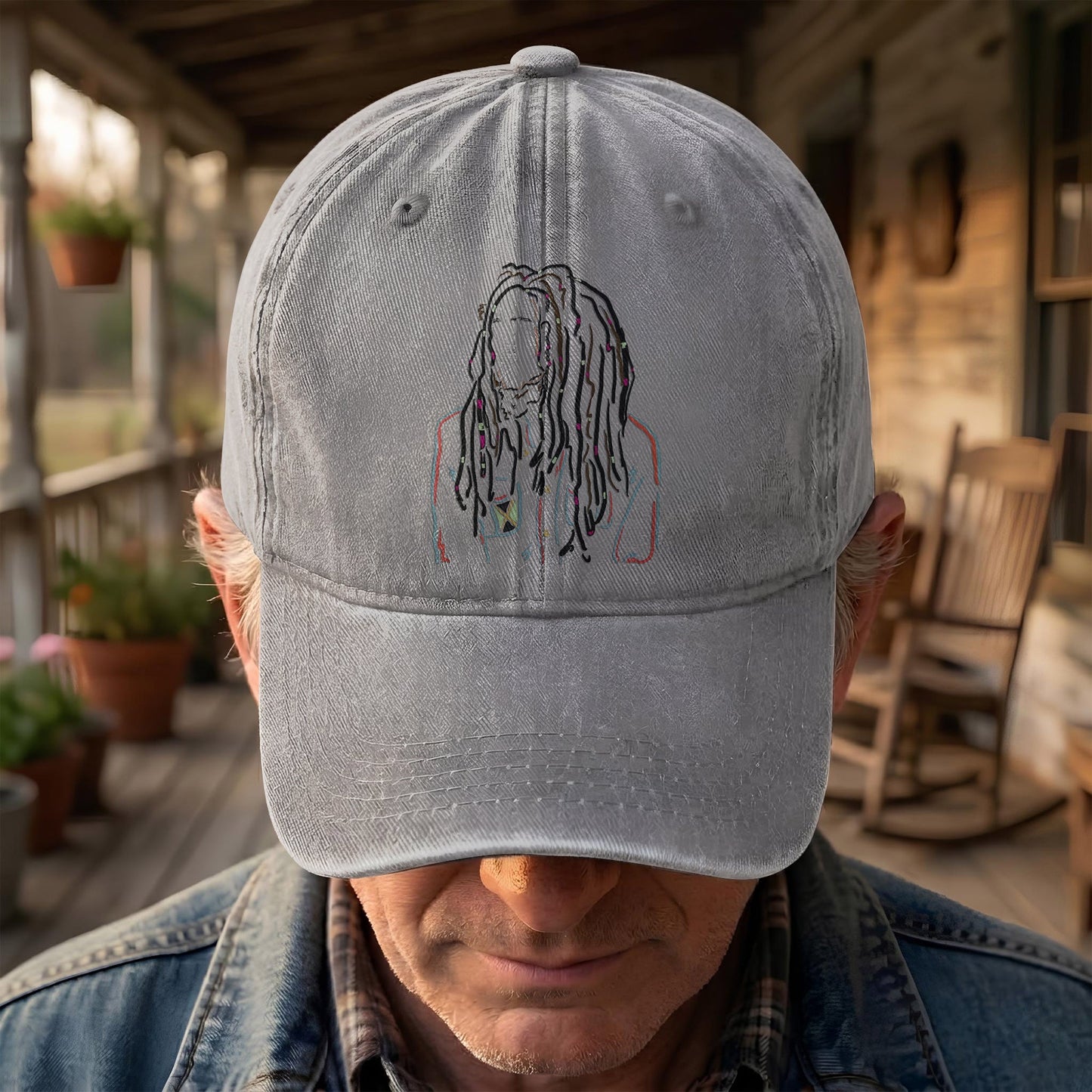 Bob Marley Portrait Casual Denim Cap – Retro Music Fan Concert Cap Gift For Dad (With Box)