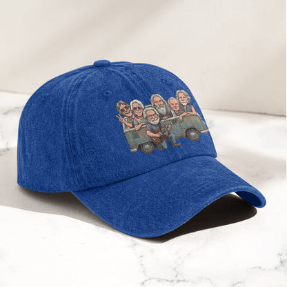 Grateful Dead Band Cartoon VW Bus Graphic Music Merch Denim Cap – Retro Vintage Dad Cap Gift For Dad (With Box)