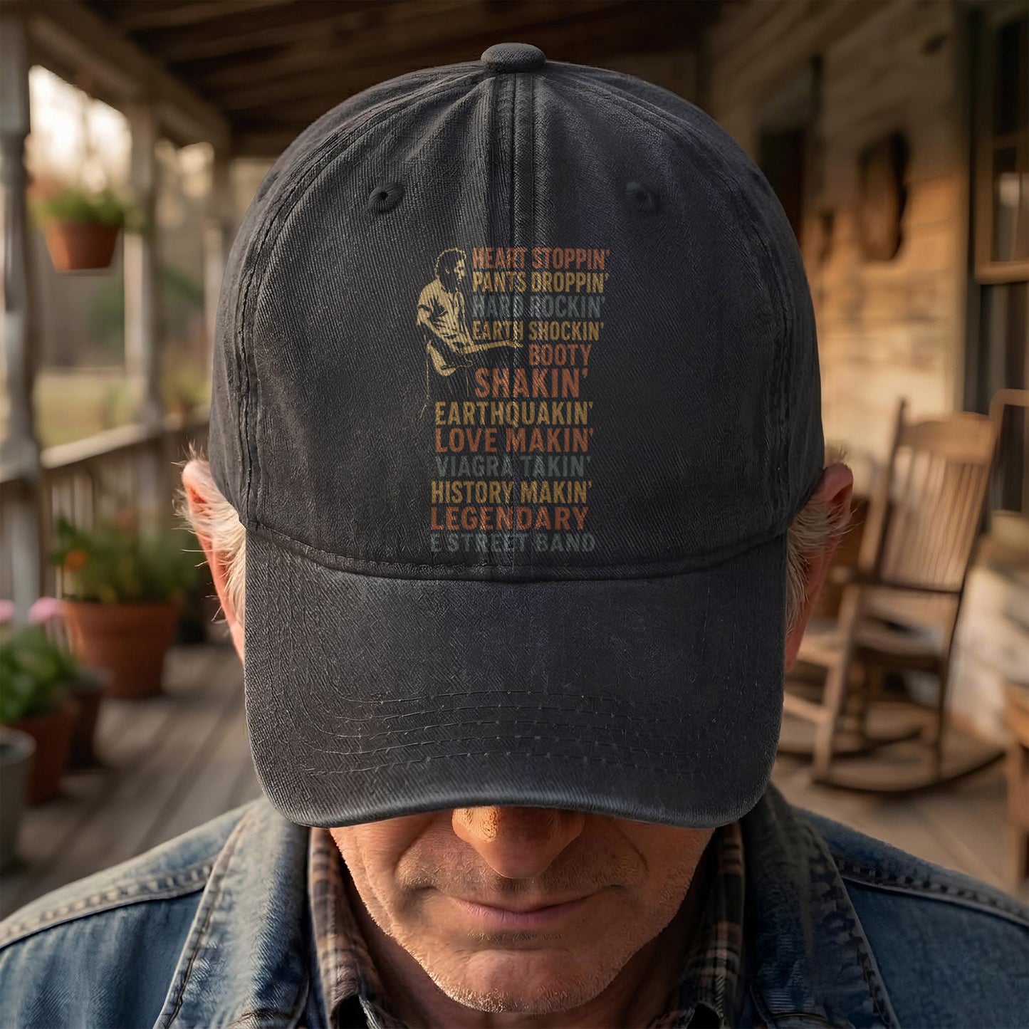 Vintage Bruce Springsteen Lyrics  Denim Cap – Retro Rock Music Fan Cap (With Box)