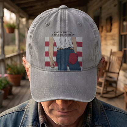 Born in the U.S.A  Bruce Springsteen Denim Cap – Retro Music Fan Merch Cap Gift For Dad (With Box)