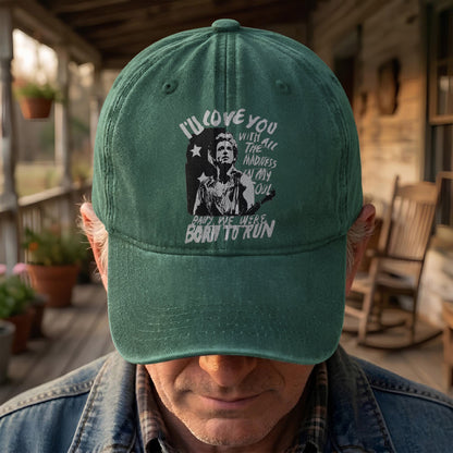Bruce Springsteen Born to Run Lyrics Denim Cap – Retro Rock Music Fan Cap (With Box)