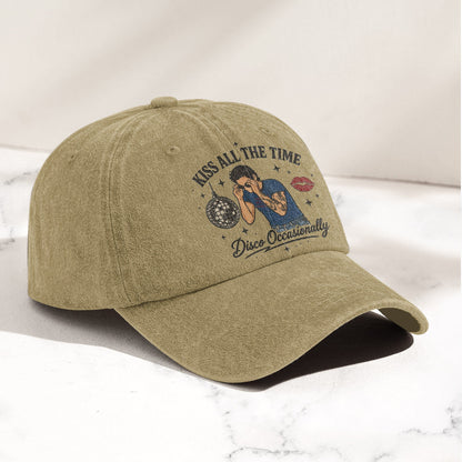 Kiss All The Time Disco Harry Styles Illustration Denim Cap – Retro Vintage Dad Cap Gift For Dad (With Box)