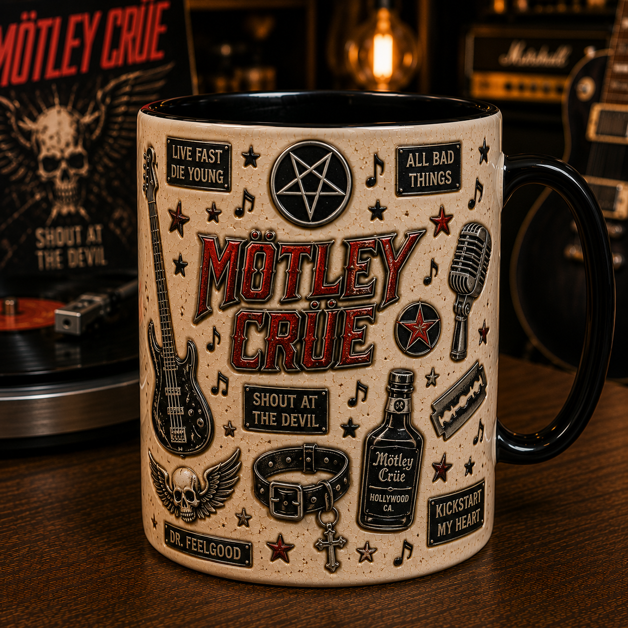 Motley Crue Mug – Kickstart My Heart Vintage Heavy Metal Ceramic Coffee Cup