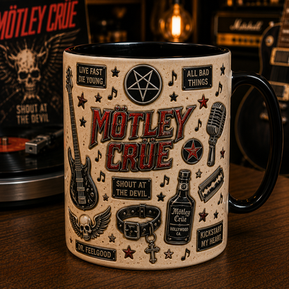 Motley Crue Mug – Kickstart My Heart Vintage Heavy Metal Ceramic Coffee Cup