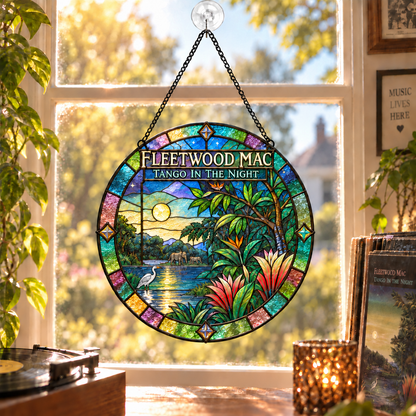 Fleetwood Mac Iconic Album Art Stained Glass Sun Catcher –70s Rock Window Hanging Gift for Fans