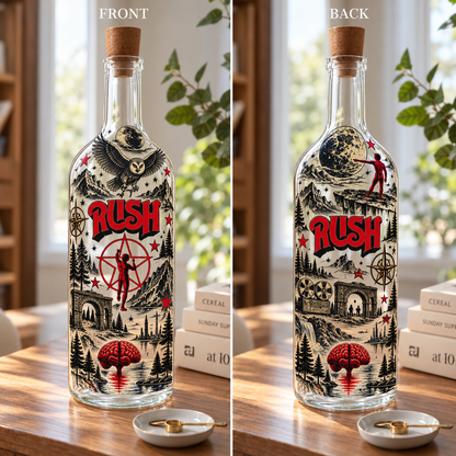 Rush Lighted Bottle Lamp, 2112 Starman Rock Decor, Progressive Rock Fan Gift, Rush LED Bottle Light, Music Room Decor