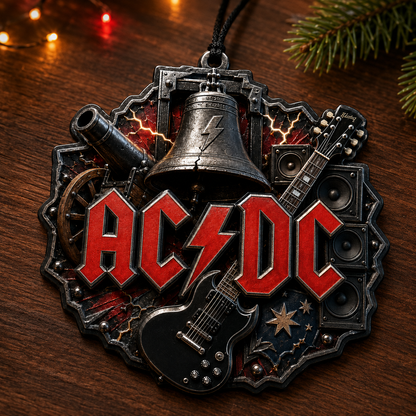 AC/DC 3D Raised-Effect Ornament – Lightning Bolt and Rock Speaker Decoration