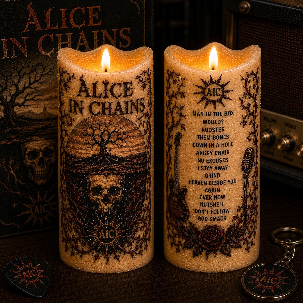 Alice In Chains LED Flameless Candle –  Music Decorative Candle with Warm Flickering Light