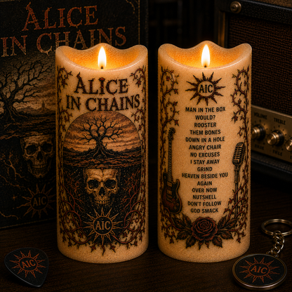 Alice In Chains LED Flameless Candle –  Music Decorative Candle with Warm Flickering Light
