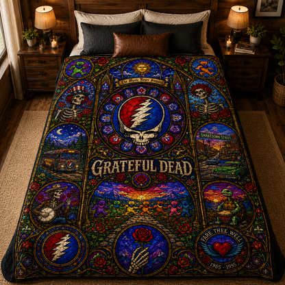 Grateful Dead Sherpa Blanket – Steal Your Face Stained Glass Blanket