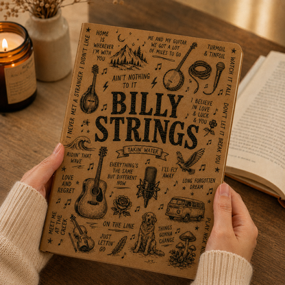 Billy Strings Vegan Leather Journal, Bluegrass Music Notebook, Billy Strings Song Lyrics Journal, Hardcover Writing Diary, Gift for Bluegrass Fans
