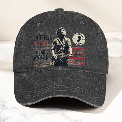 Bruce Springsteen Thunder Road Lyrics There's Magic In The Night Denim Cap – Retro Vintage Dad Cap Gift For Dad (With Box)