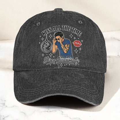 Harry Styles Kiss All The Time Disco Occasionally Music Merch Denim Cap – Retro Vintage Dad Cap Gift For Dad (With Box)