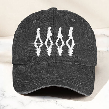 The Beatles Abbey Road Silhouette Graphic Music Merch Denim Cap – Retro Vintage Dad Cap Gift For Dad (With Box)