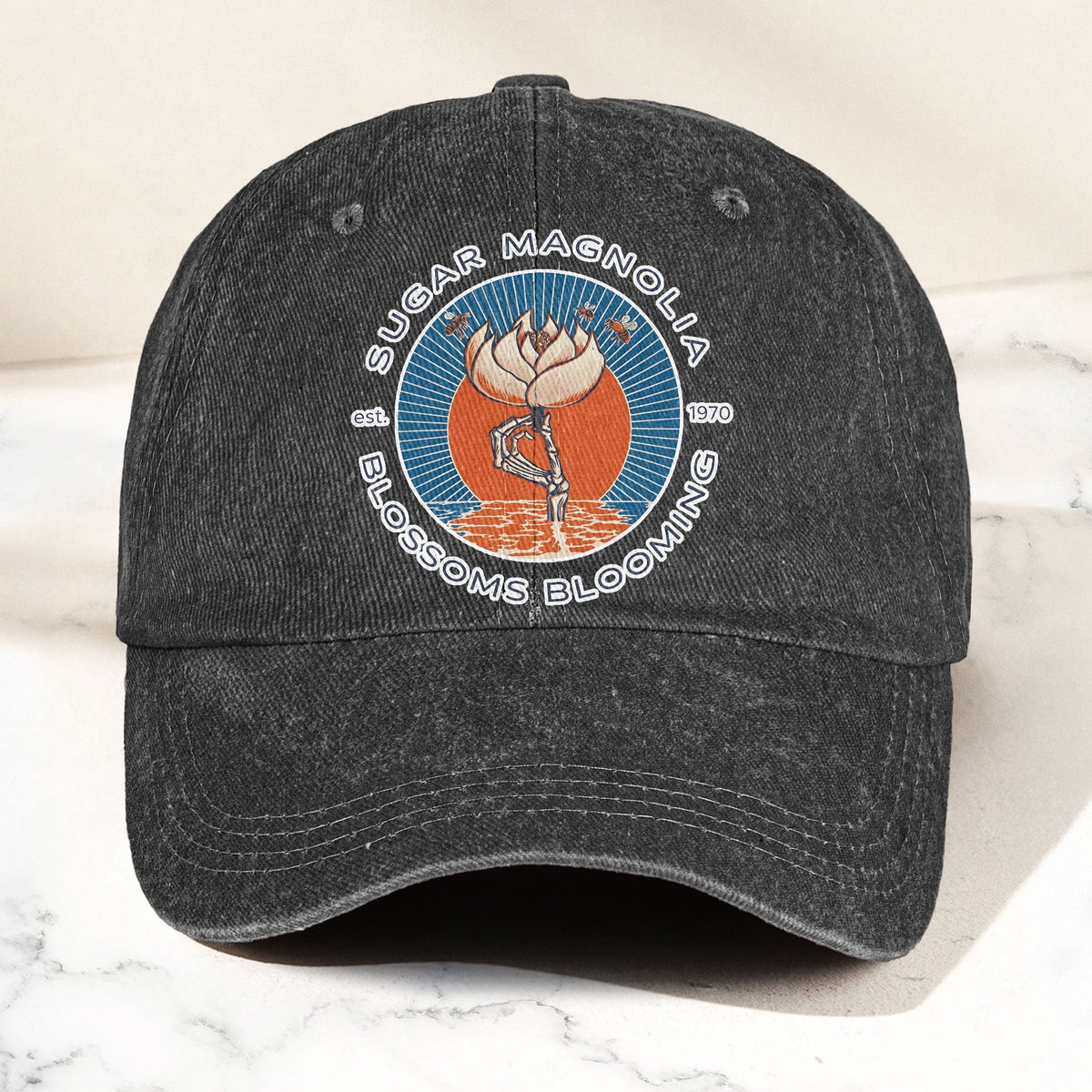 Grateful Dead Sugar Magnolia Blossoms Blooming Vintage Denim Cap – Retro Vintage Dad Cap Gift For Dad (With Box)