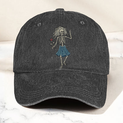 Grateful Dead Bertha Dancing Skeleton Rose Vintage Denim Cap – Retro Vintage Dad Cap Gift For Dad (With Box)