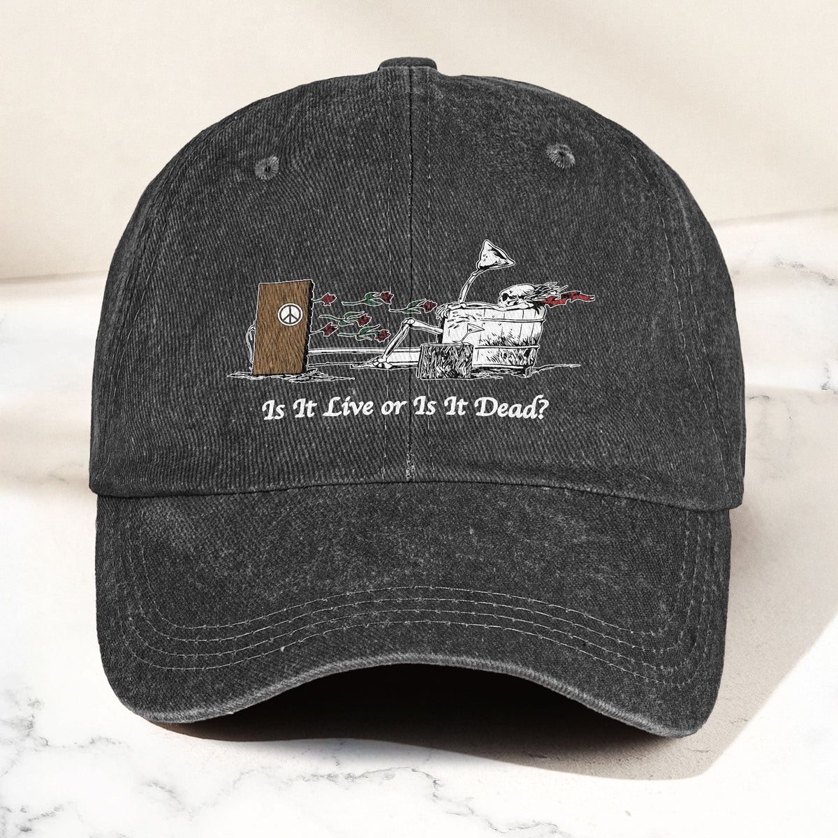 Grateful Dead Is It Live Or Is It Dead Music Merch Denim Cap – Retro Vintage Dad Cap Gift For Dad (With Box)