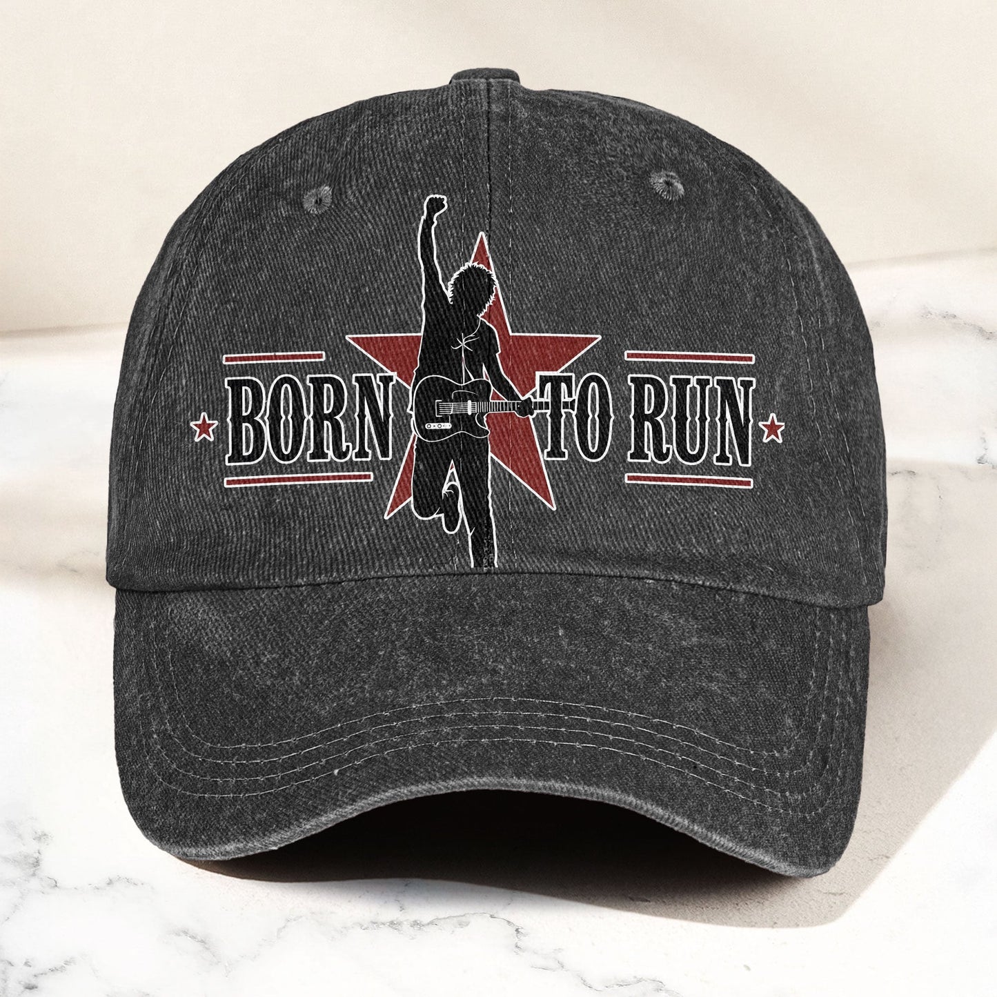 Bruce Springsteen Born To Run Music Merch Denim Cap – Retro Vintage Dad Cap Gift For Dad (With Box)