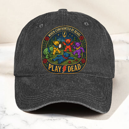 Grateful Dead When Confronted By Bears Dancing Bears Denim Cap – Retro Vintage Dad Cap Gift For Dad (With Box)