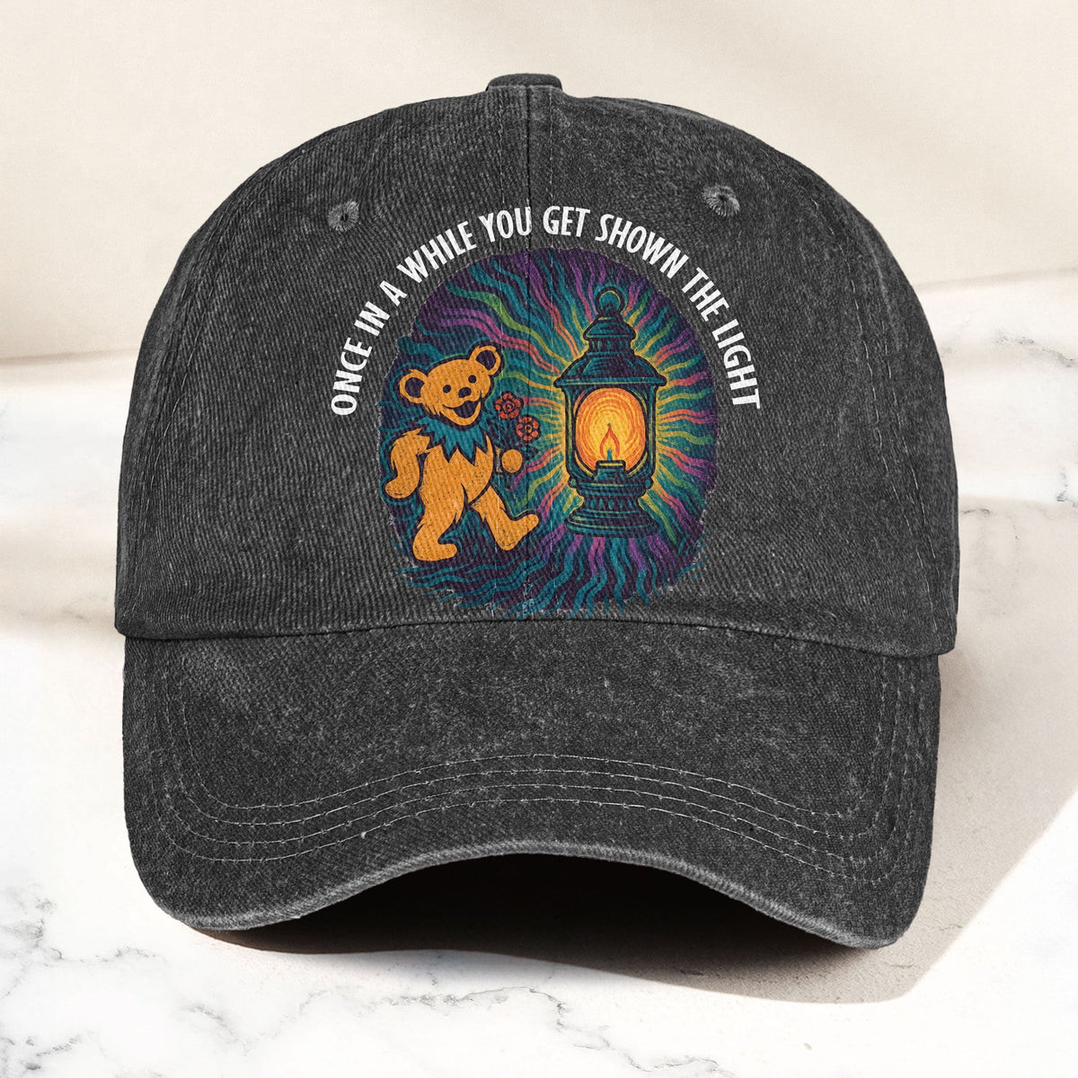 Grateful Dead Scarlet Begonias Shown The Light Dancing Bear Denim Cap – Retro Vintage Dad Cap Gift For Dad (With Box)