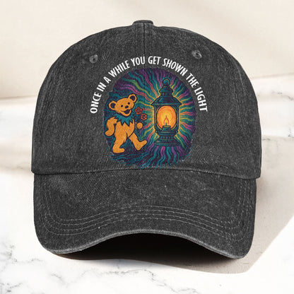 Grateful Dead Scarlet Begonias Shown The Light Dancing Bear Denim Cap – Retro Vintage Dad Cap Gift For Dad (With Box)