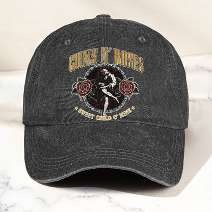 Guns N Roses Sweet Child O Mine Rock Music Merch Denim Cap – Retro Vintage Dad Cap Gift For Dad (With Box)