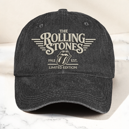 The Rolling Stones Tongue Logo Est 1962 Denim Cap – Retro Vintage Dad Cap Gift For Dad (With Box)