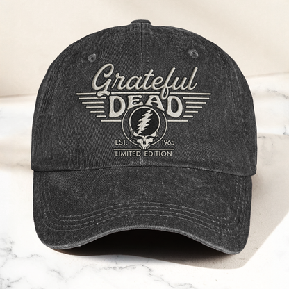 Grateful Dead Steal Your Face Est 1965 Denim Cap – Retro Vintage Dad Cap Gift For Dad (With Box)