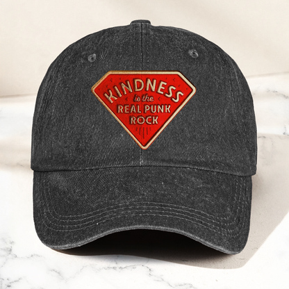 Kindness is the Real Punk Rock Denim Cap – Retro Punk Rock Music Fan Cap Gift For Dad (With Box)